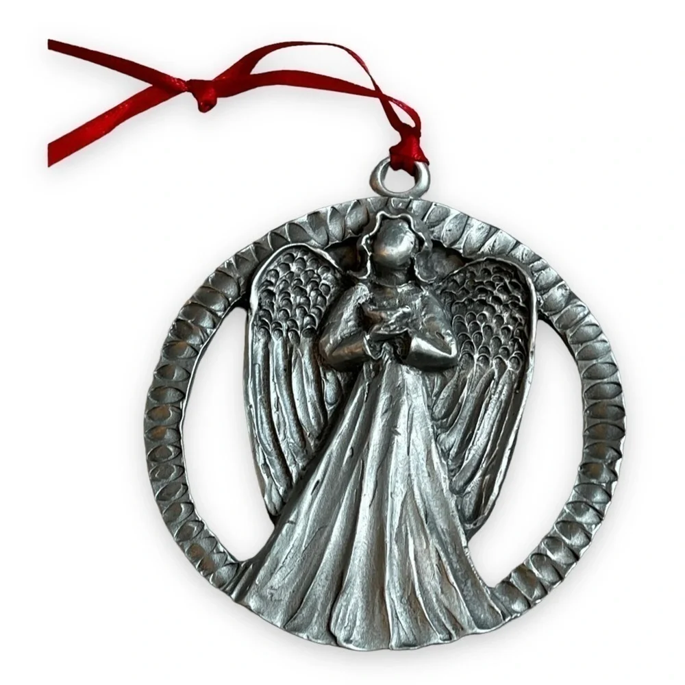 Carole Ranney Pewter Angel Christmas Ornament 2004 Sculpted Metal Round